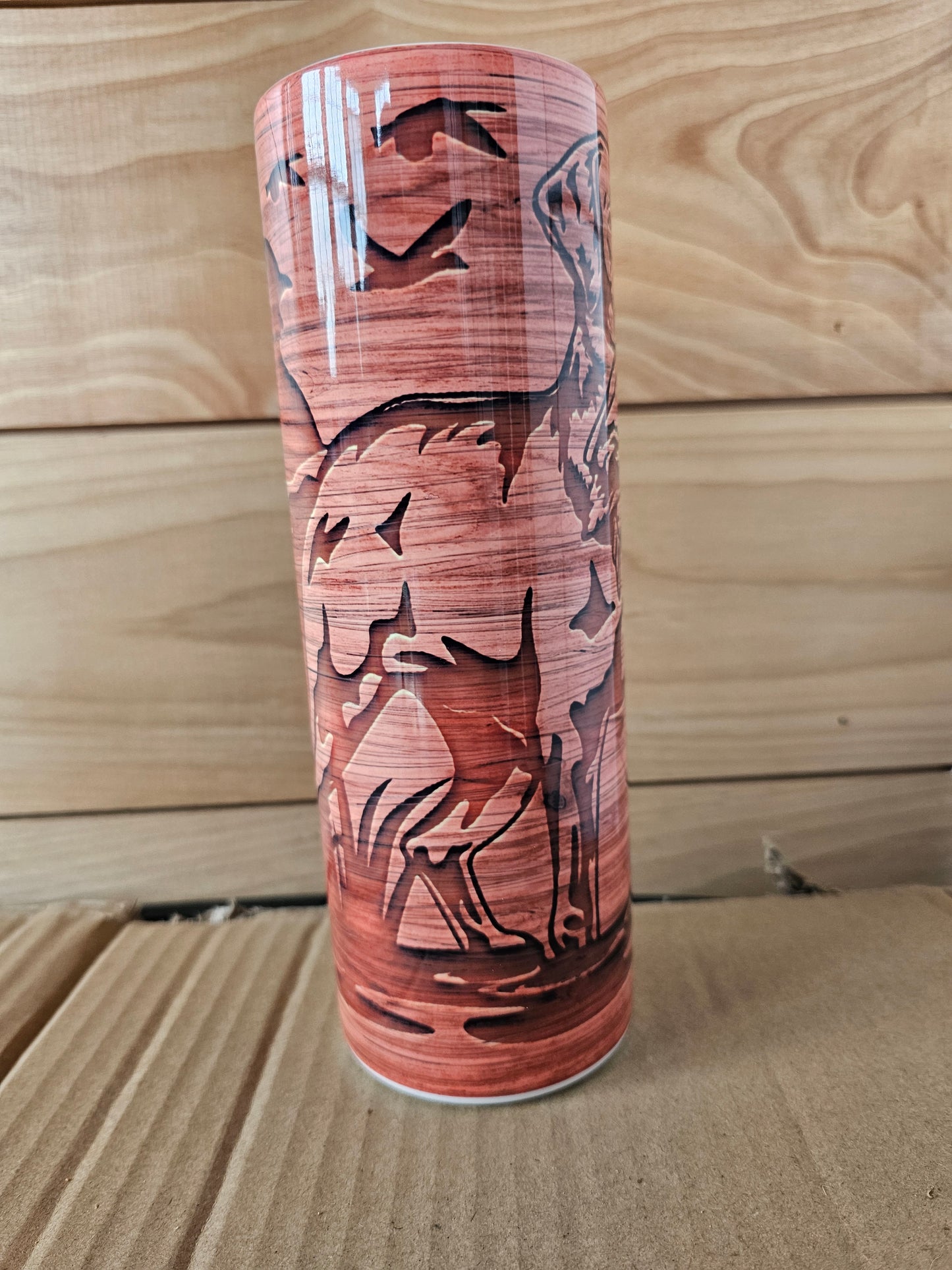 Duck Hunting Lab Carved Wood 20oz