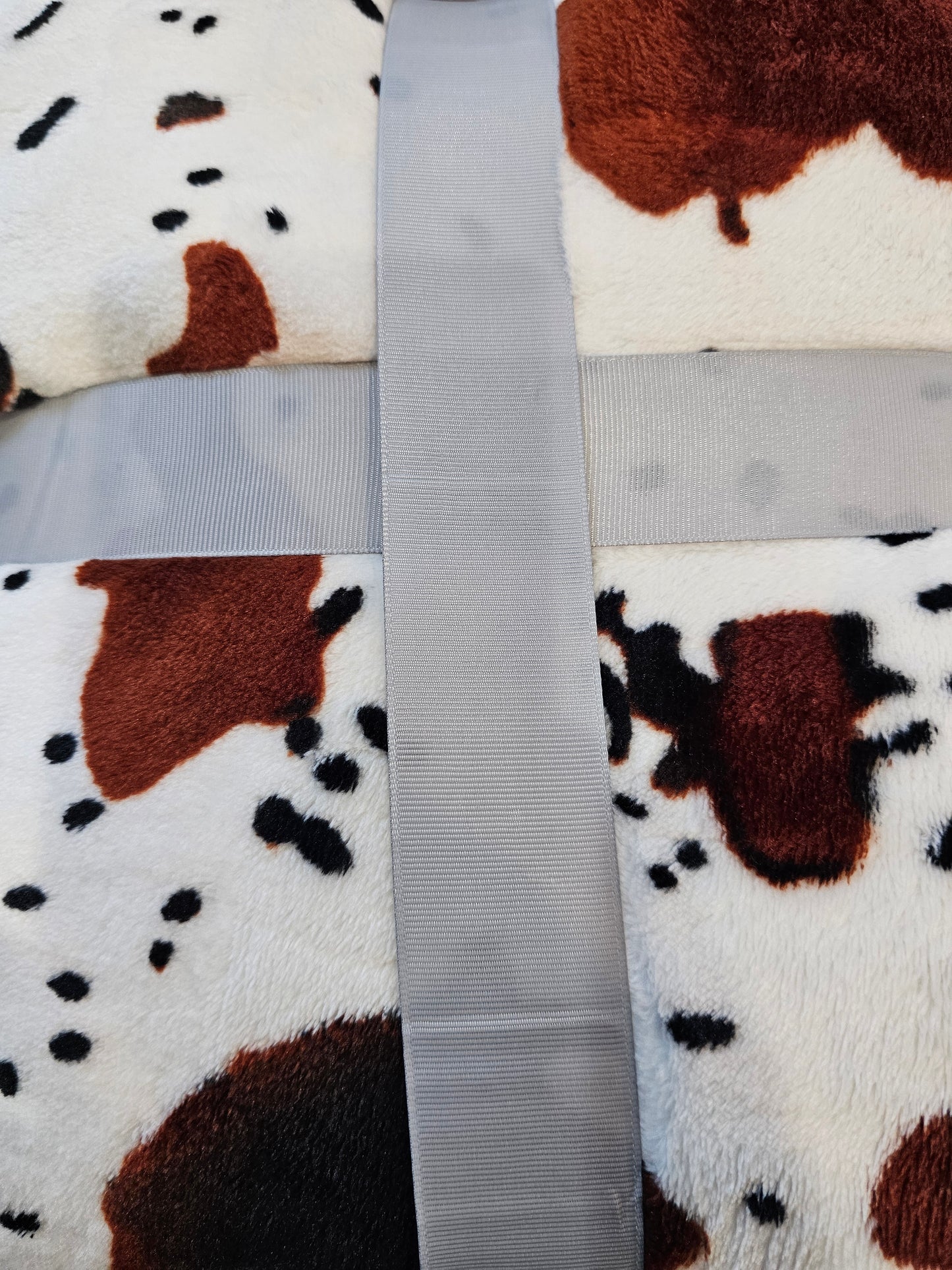 Queen CowPrint Blanket Brn/Blk