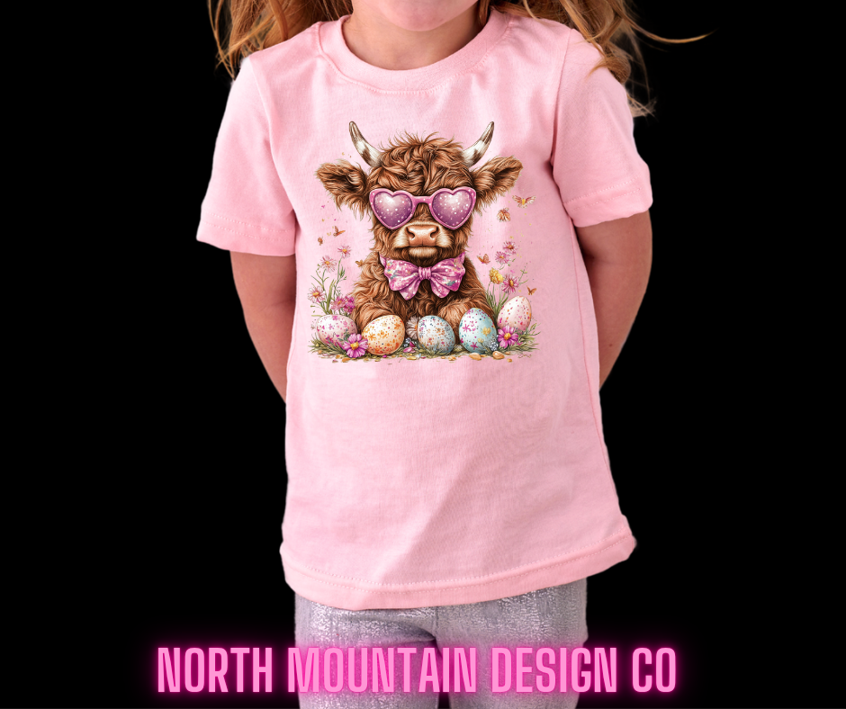 Easter Highland Cow Youth Shirt
