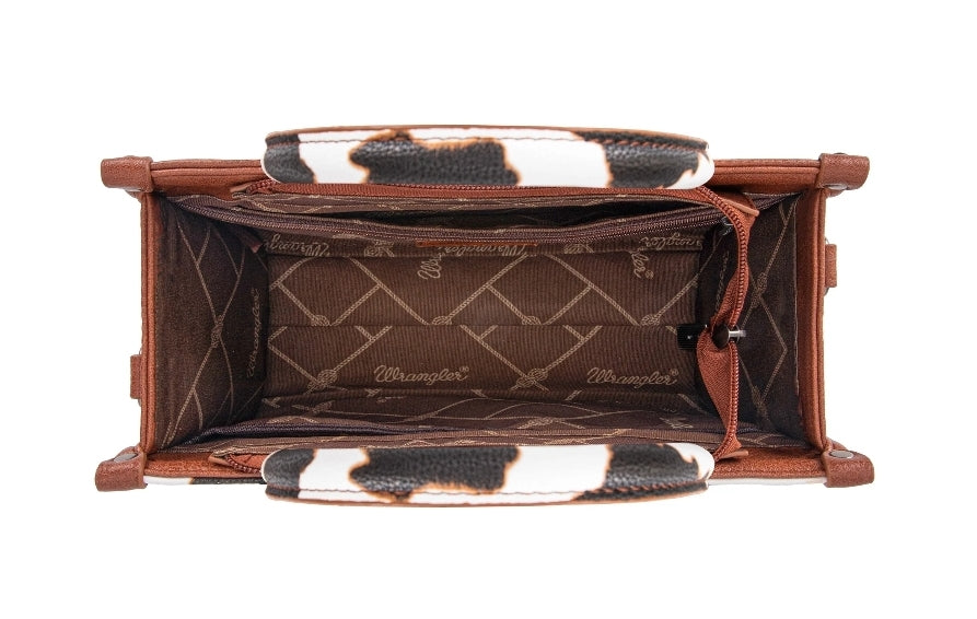 Wrangler Cow Print Concealed Carry Tote/Crossbody - BLACK