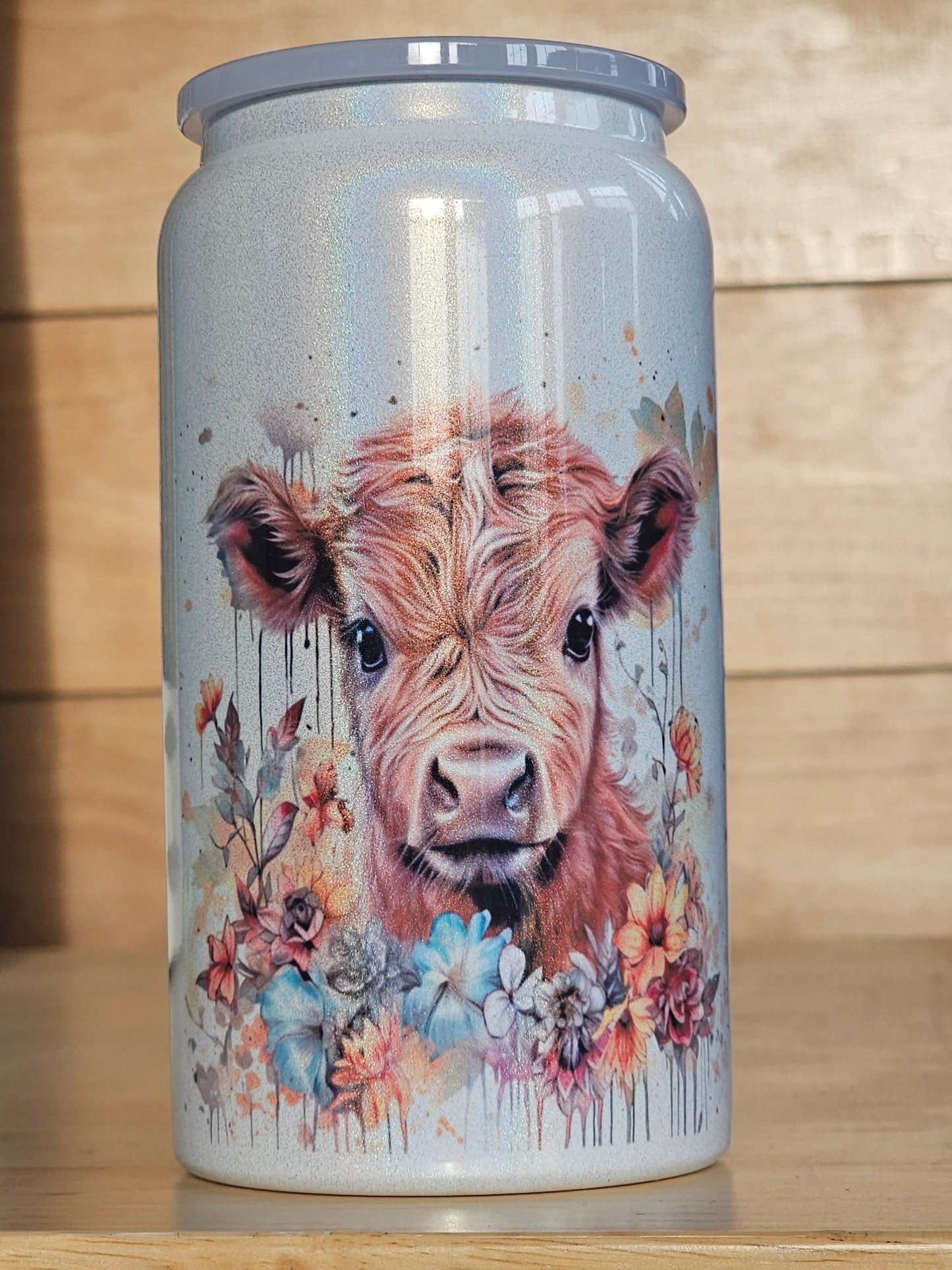 Calf with flowers Libbey Tumbler