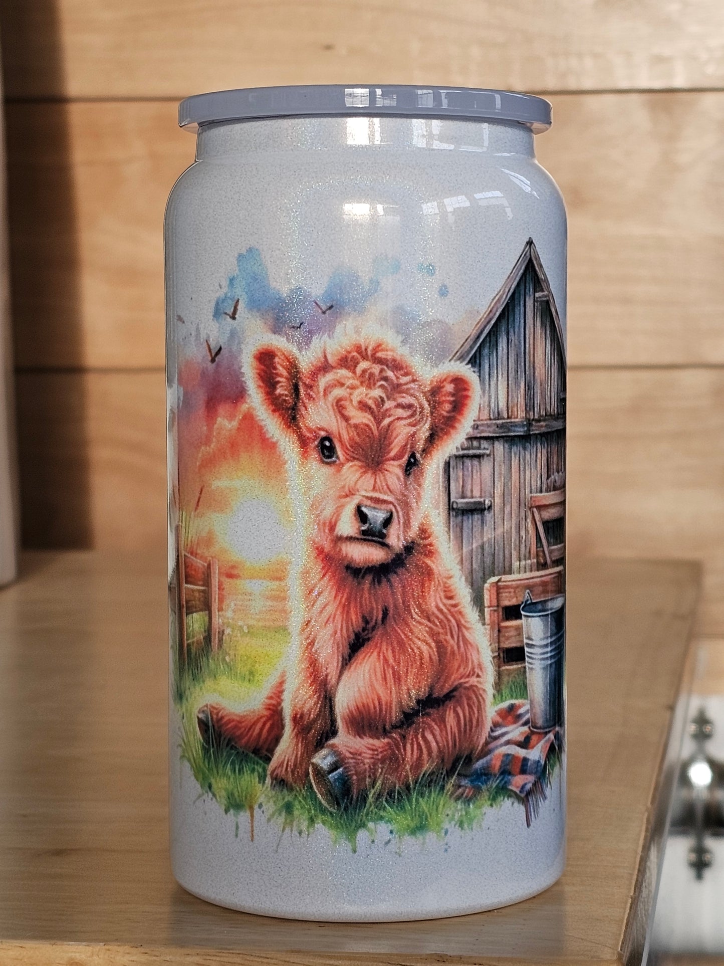 Calf with barn Libbey Tumbler
