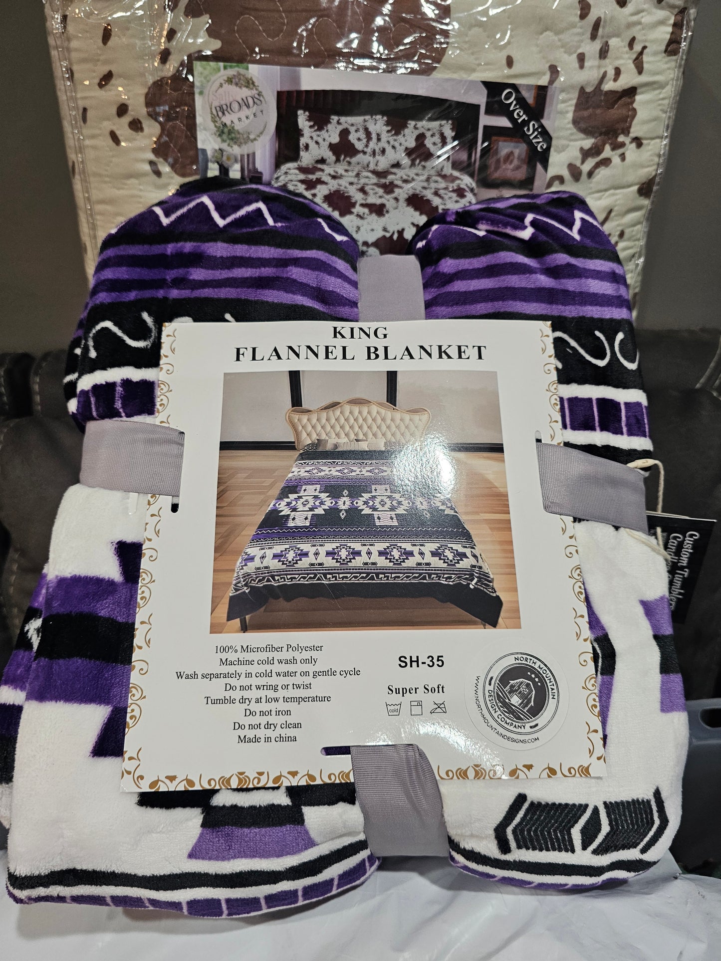 Purple Aztec King Blanket