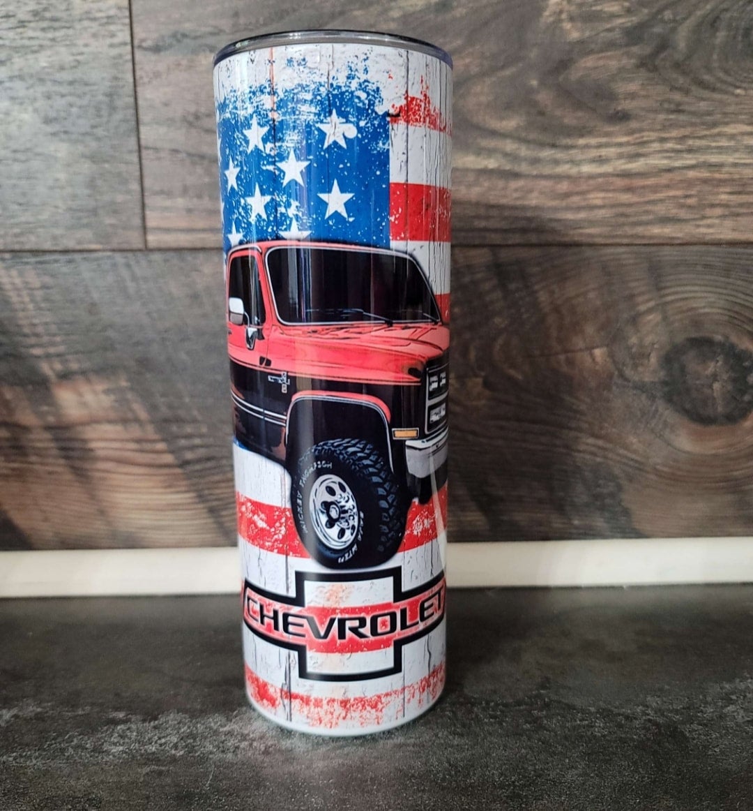 Chevy Square Body On Flag 20oz