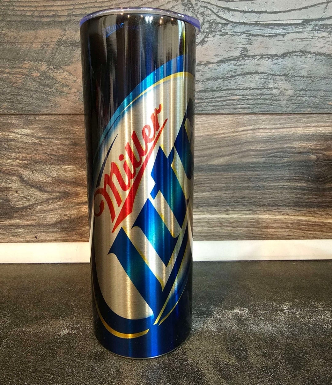 Miller Lite Blue 20oz On Silver