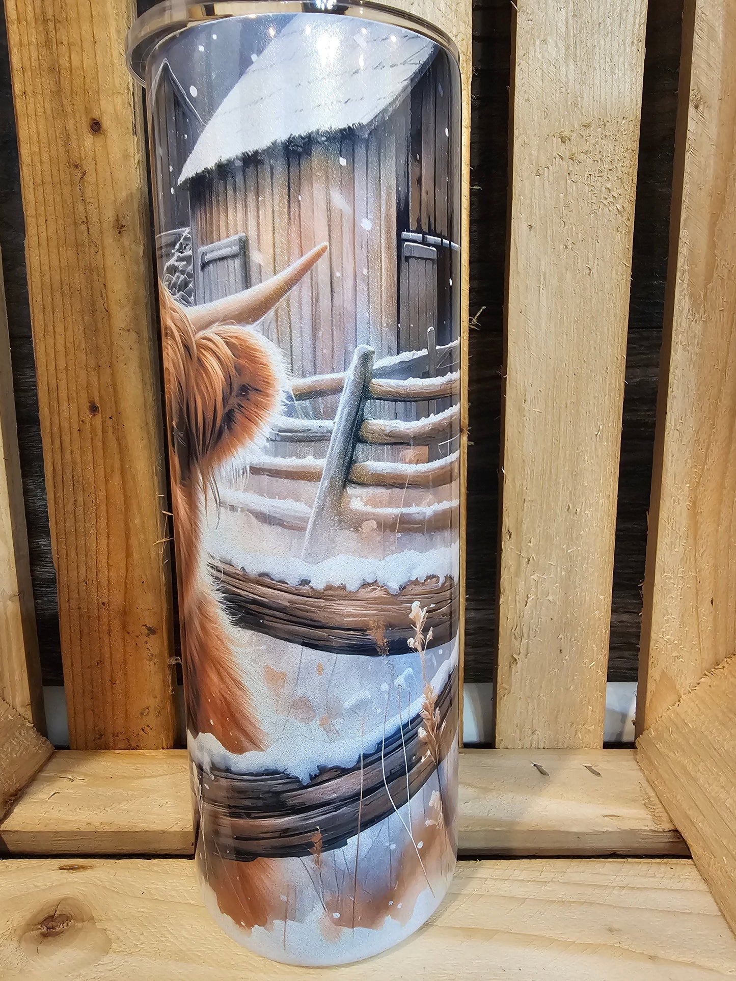 Highland Cow in Snow 20oz