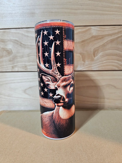 Whitetail Deer Leather Look 20oz Tumbler