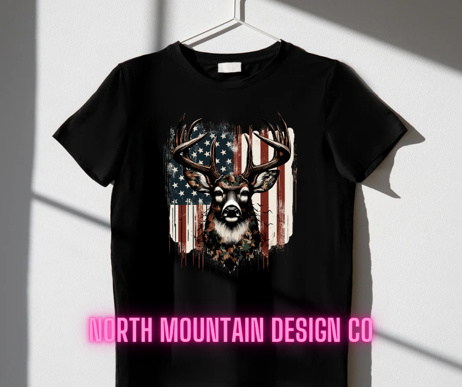 Colorful Whitetail Deer Flag Shirt