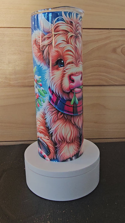 Holiday Highland Cow 20oz Tumbler