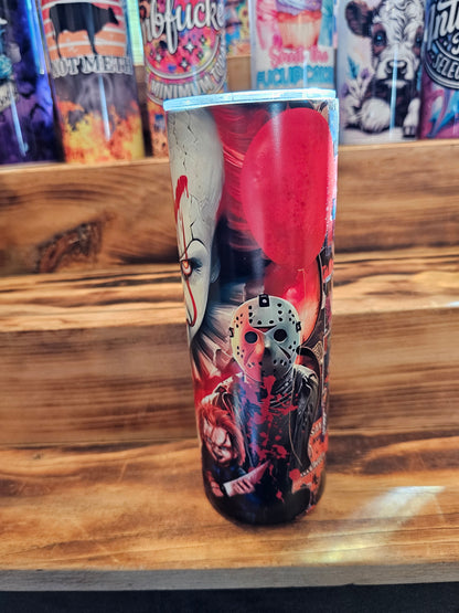 Horror Collage Pennywise 20oz Tumbler GLOW