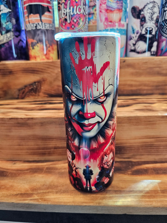 Horror Collage Pennywise 20oz Tumbler GLOW