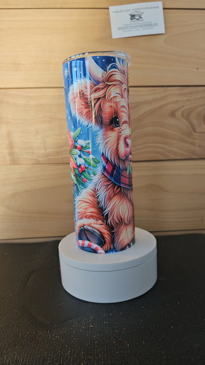Holiday Highland Cow 20oz Tumbler