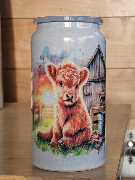 Calf with barn Libbey Tumbler