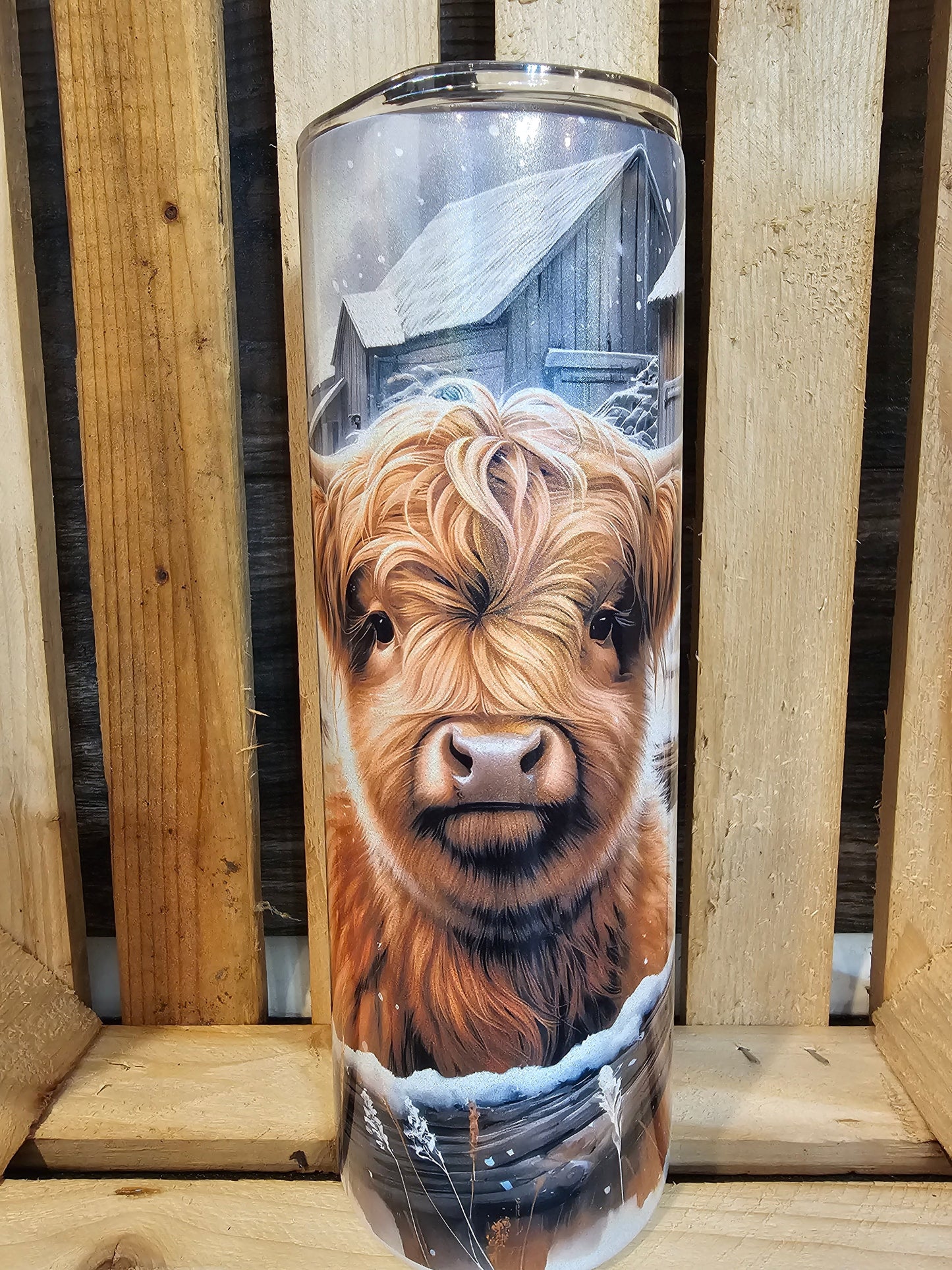 Highland Cow in Snow 20oz