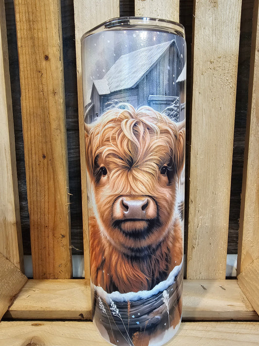Highland Cow in Snow 20oz