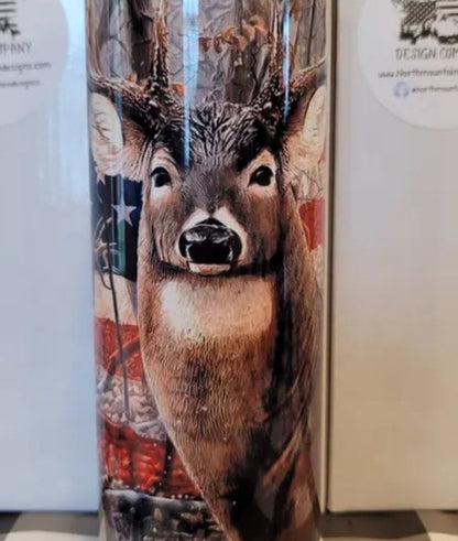 Whitetail Buck with Flag