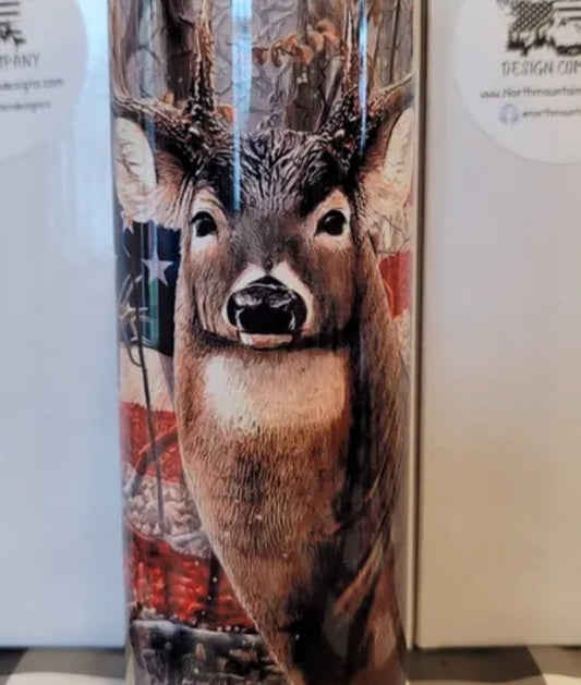Whitetail Buck with Flag